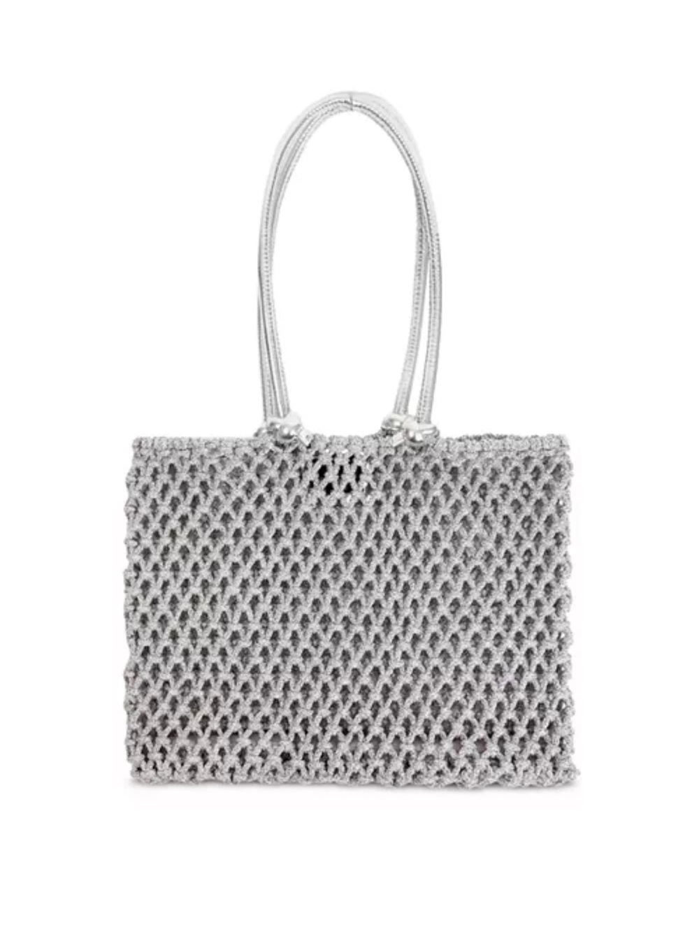 NWT Clare V Silver Knit Tote with Metallic Braided Handles